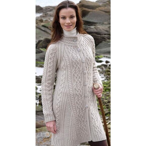 Aran Crafts Sweaters - ARAN CRAFTS Vintage Chunky Knit Buttons Cardigan Cable Knit Fisherman Size L